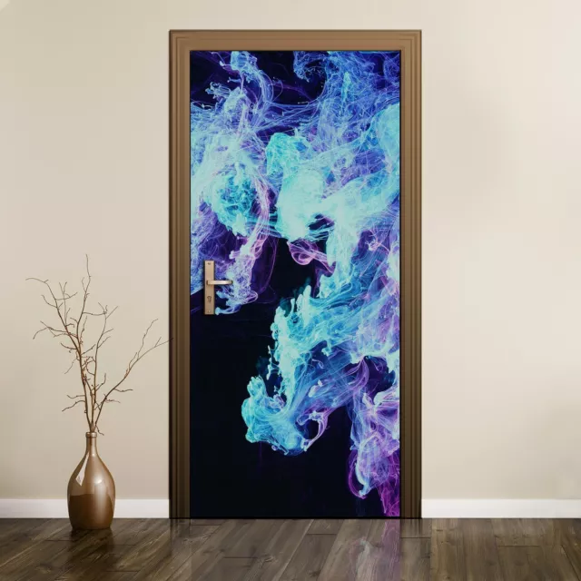 Removable Door Sticker Mural Home Decor Decal Abstract blue painting Picture