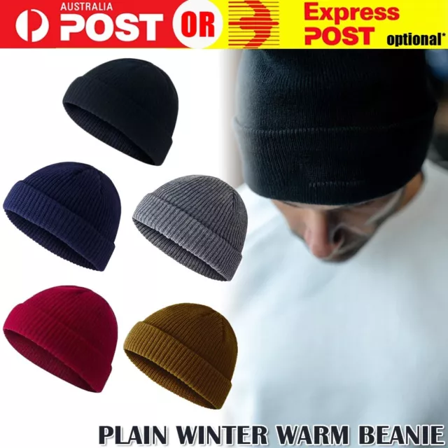 Mens Women Beanie Unisex Plain Winter Ski Thermal Warm Knit Knitted Hat Cap Bulk