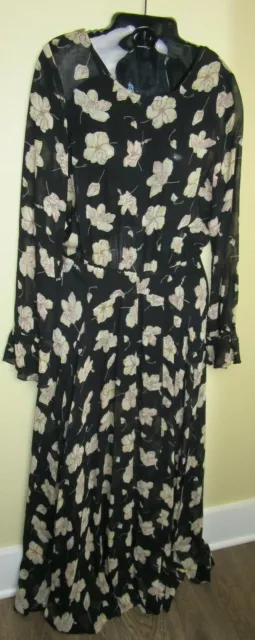 Flynn Skye Maxi Designer Boutique Dress Scoop Back Floral Brown Size Medium