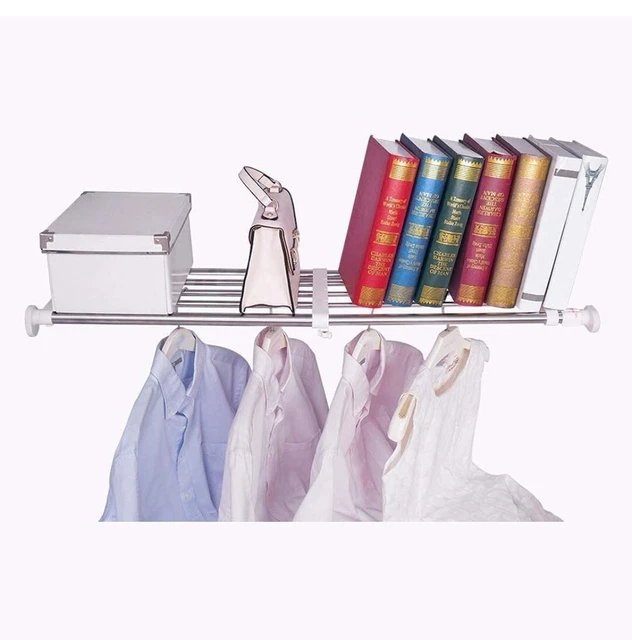 HERSHII TENSION SHELF Expandable Rod Closet System Heavy Duty Clothes