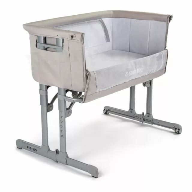 Star Kidz Vicino Deluxe Baby Bedside Bassinet Cot - Silver Cloud 3