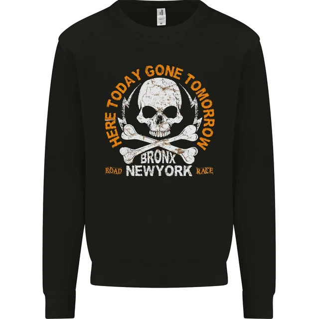 Biker Skull Here Today Motorbike Motorcycle Mens Sweatshirt Jumper