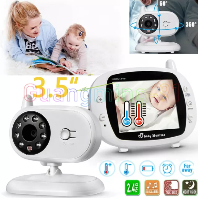 Wireless Video Baby Monitor Camera 2-Way Talk Zoom 3.5" Digital Night Vision LCD