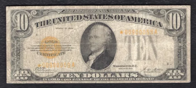 Fr. 2400* 1928 $10 Ten Dollars *Star* Gold Certificate Currency Note