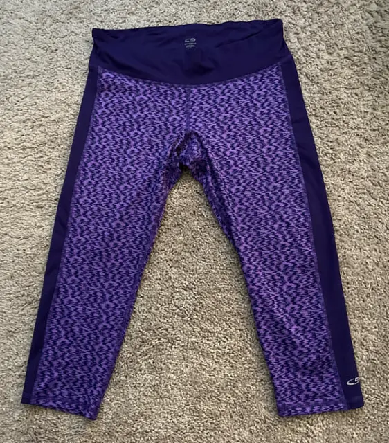 Champion Duo Dry Purple Houndstooth Pattern Capri Leggings Size Large