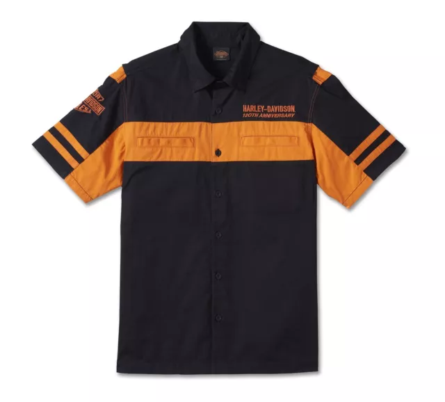 Harley-Davidson 120th Anniversary Shirt Gr. S - Harley Orange kurzarm Hemd