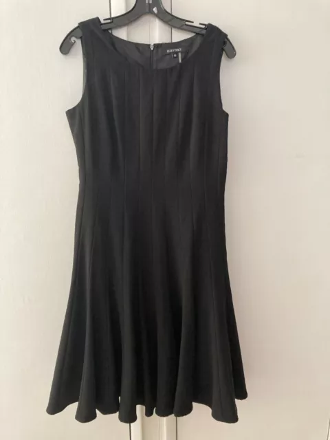 ELLEN TRACY Women's Size 10 Lined Black Fit Flare Sleeveless Midi Dress