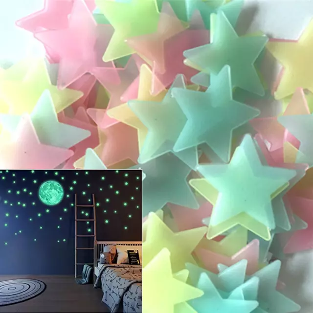 Glow In The Dark Stars Decal Kids Star Nursery Solar System Decor Stick On Wall