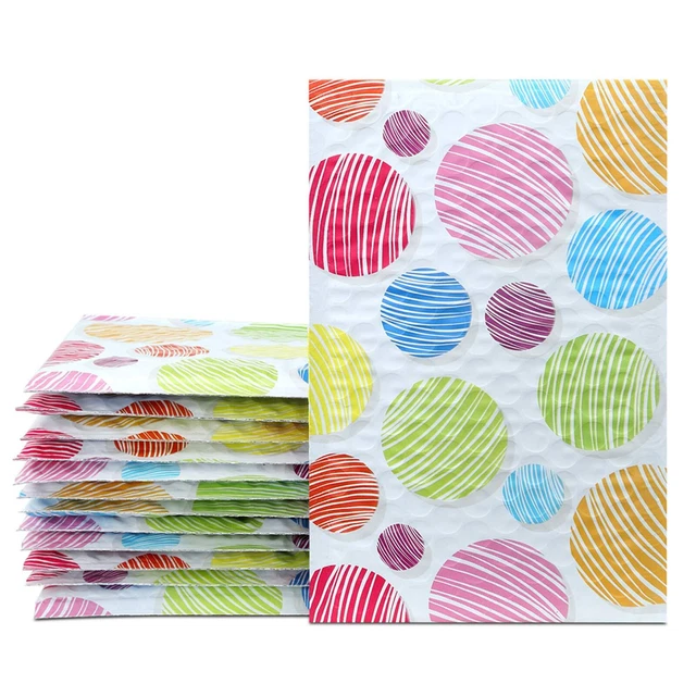Bubble Mailers 4x8 Inch Colorful Dot 50 Pack Poly Padded Envelopes