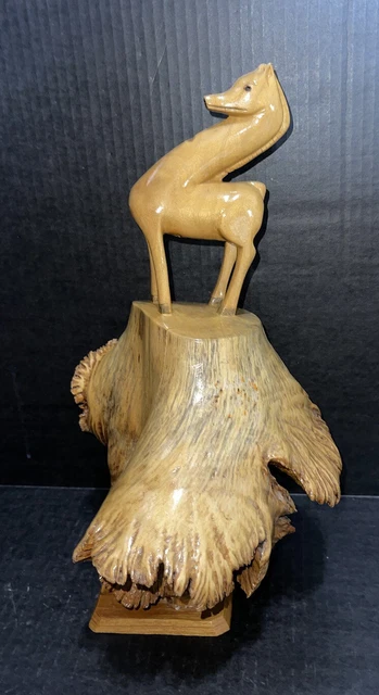Rare Mid Century Horse Sculpture Modern Solid Burl wood Hand-Carved 1960s? 17”T