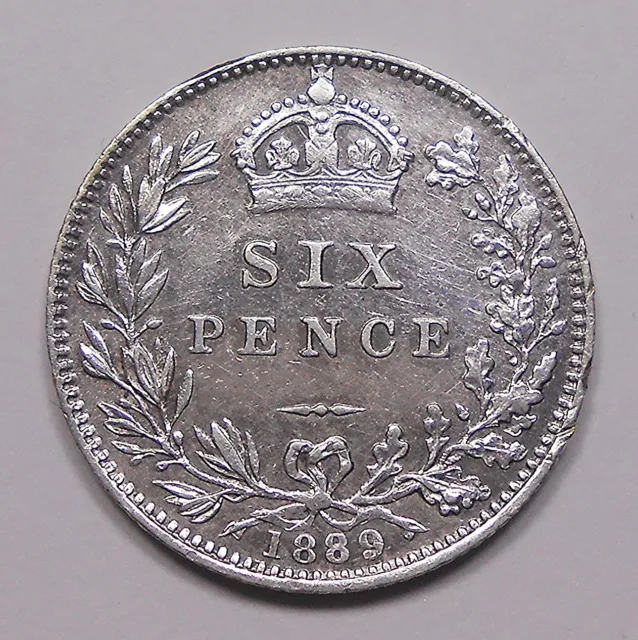 Great Britain 1889 SILVER Six 6 Pence XF * HIGH Grade Queen Victoria OLD UK Coin