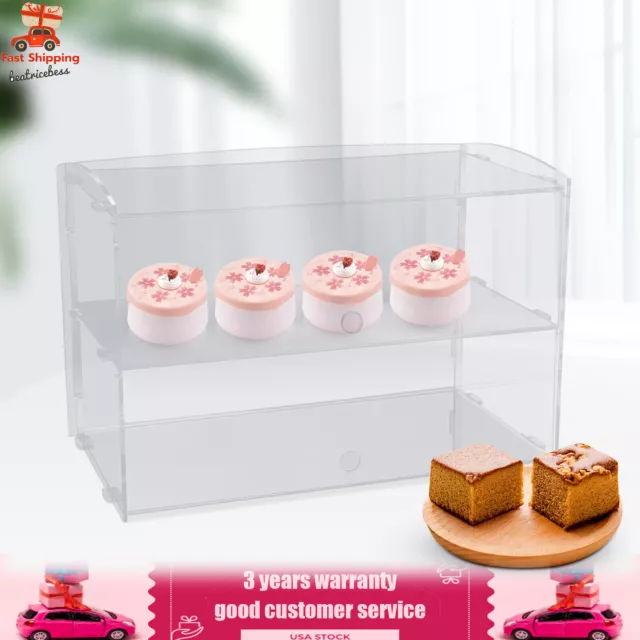 2 Tier Commercial Pastry Muffins Food Showcase Countertop Bakery Display Case