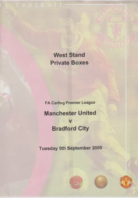 MANCHESTER UNITED V Bradford City – Premier League – West Stand Menu 05 ...