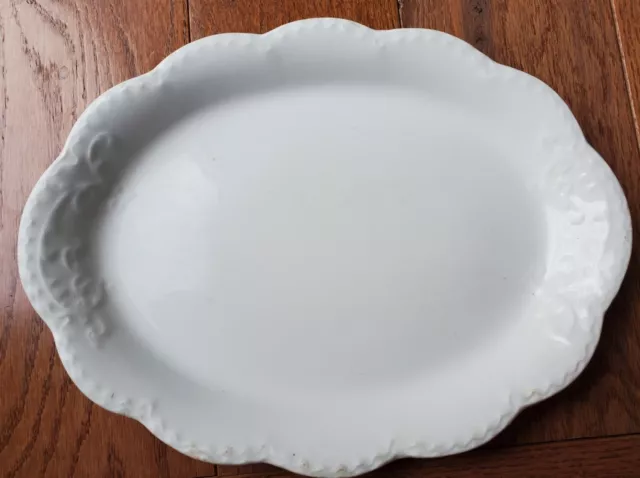 Vintage Johnson Bros. Heritage White China 12" Scalloped Serving Platter