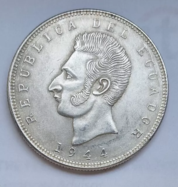 Ecuador silver coin 5 Sucres 1944