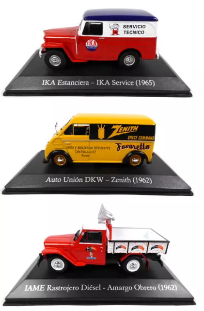 Lot de 3 Camions IAME DKW IKA 1/43 Voiture Miniature SALVAT Model Truck Car SAL3