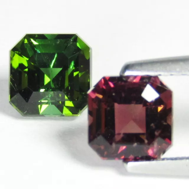 2.83Cts Natural Amazing Pink & Green Tourmaline Asher Cut 2Pieces Loose Gemstone
