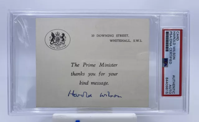 Former British PM Harold Wilson Autograph Official Note PSA/DNA Prime Minister