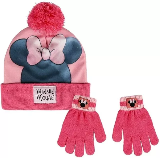 MINNIE set inverno CAPPELLO con pon pon + GUANTI winter set bambina invernale