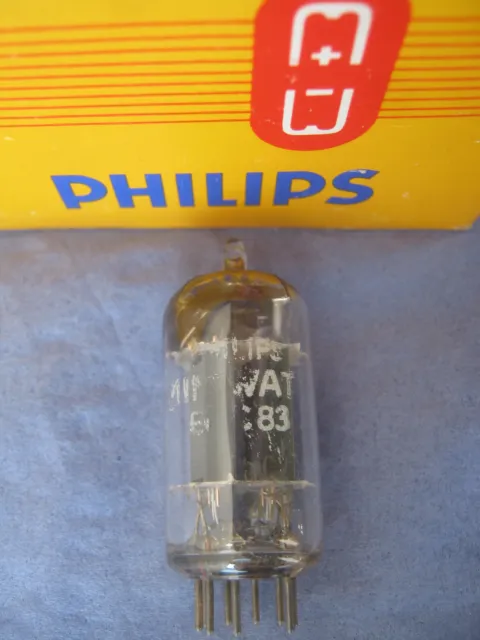 ECC83 / 12AX7 PHILIPS  tube - LONG plates - mc2 / 45° D foil- getter - 1957