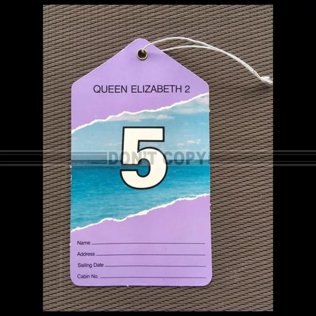 Paquebot Queen Elizabeth 2 Etiquette Bagage Cunard Luggage Tag Ocean Liner #E12