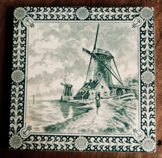 Grand Dessous De Plat Ancien En Faïence - Multicouleur - Déco Vintage