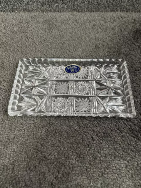 Vintage Bohemia Czech Crystal Tray (o2)