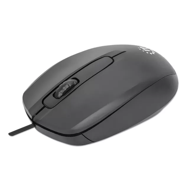 Manhattan Comfort II USB Wired Mouse, Black, 1000dpi, USB-A, Optical, Ambidex...