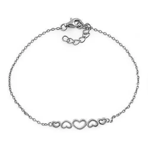 Pulsera de Corazones de Plata Esterlina 925