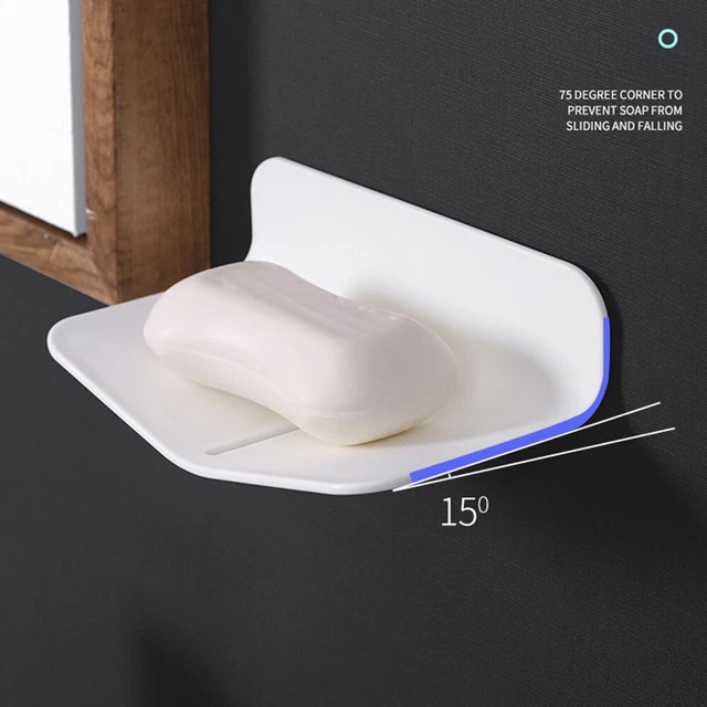 Wall-mounted Soap Dish Holder Tray Draining Rack Bathroom Bath Shower Organizer