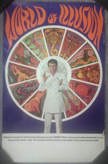 AUTOGRAPHED Andre Kole World of Illusion Signed Magician Poster Magic Occult 70s