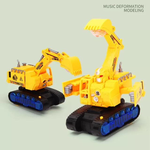 2 In 1 With Music Light Model Craft Robot Home Decor Excavator Transforming Toy