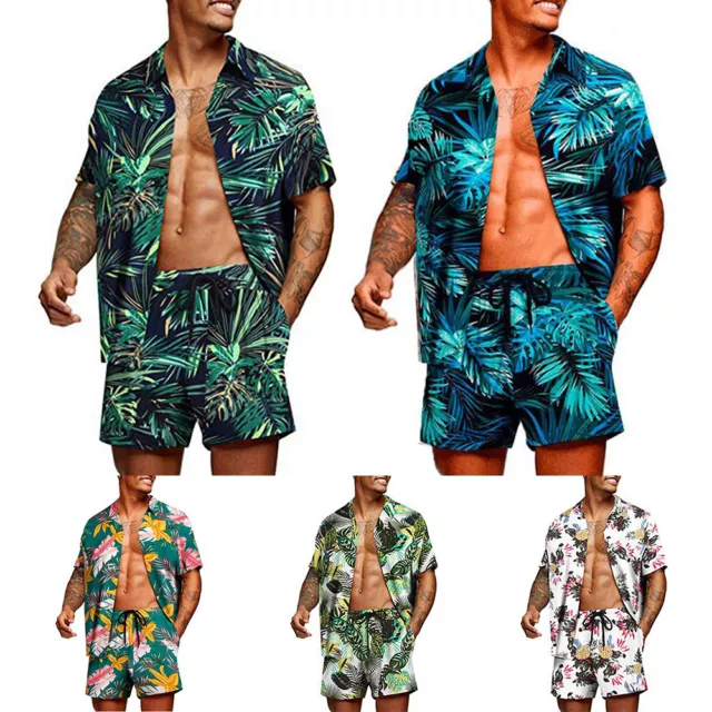 Conjuntos Hawaianos A Juego Para Hombre Conjuntos De Playa De Verano Camisa <