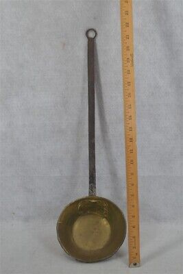 brass iron fireplace ladle dipper large hand made early 19 th c 1800s