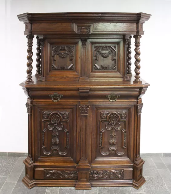 Schrank Kredenz Buffet Gründerzeit um 1880 aus Eiche massiv B: 167 cm (11025) 2