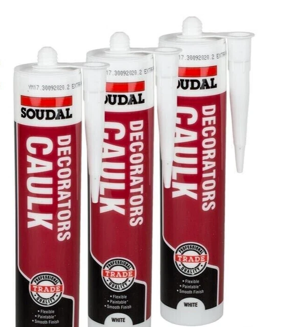 12 X Soudal Acrylic Decorators Caulk Quick Dry Paintable Flexible Gap