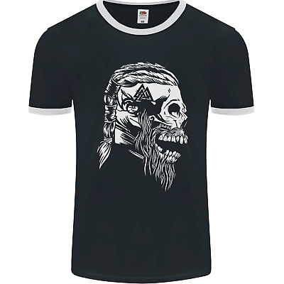 Tribal Viking Skull Mens Ringer T-Shirt FotL