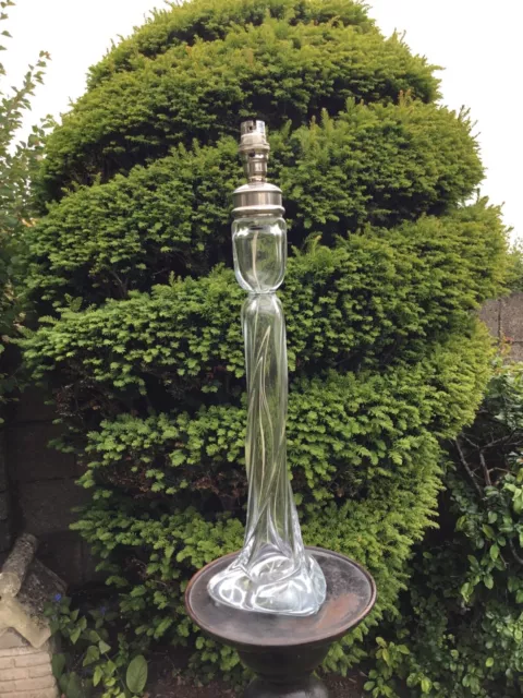 large hand blown clear glass lamp base ,beautiful quality,similar Sevres trefoil