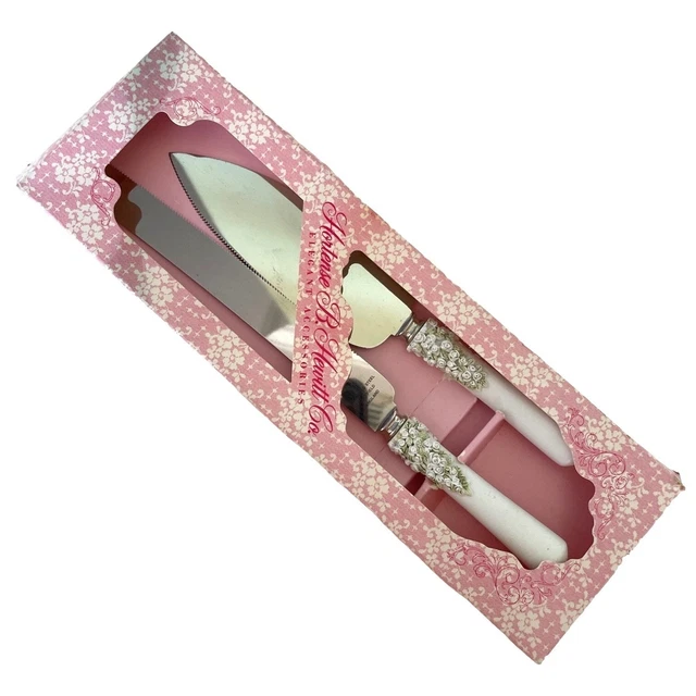 Cuchillo y servidor vintage Hortense B Hewitt Co pastel de boda Sheffield Inglaterra