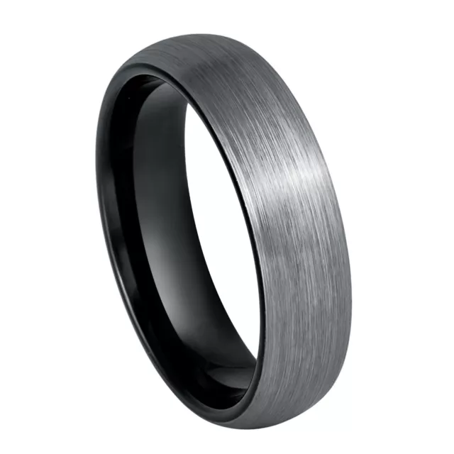 Brushed Dome Black and Gun Metal IP 6mm Women's Tungsten Carbide Ring