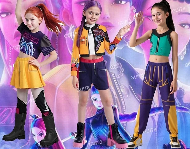 UK KIDS GIRLS K-Pop Demon Hunters Rumi Mira Zoey Cosplay Costume Fancy