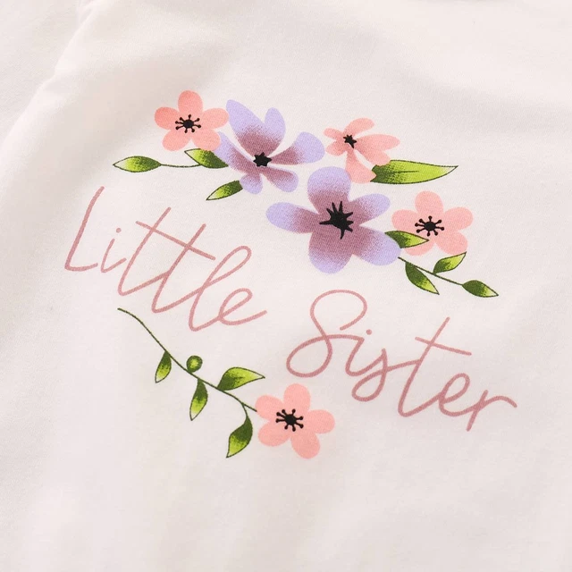 Newborn Baby Girl ''LITTLE SISTER'' Bodysuit Romper Jumpsuit Clothes Outfits Set 3