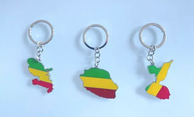 Porte clé métal ILE DE LA REUNION GUADELOUPE MARTINIQUE COULEUR RASTA