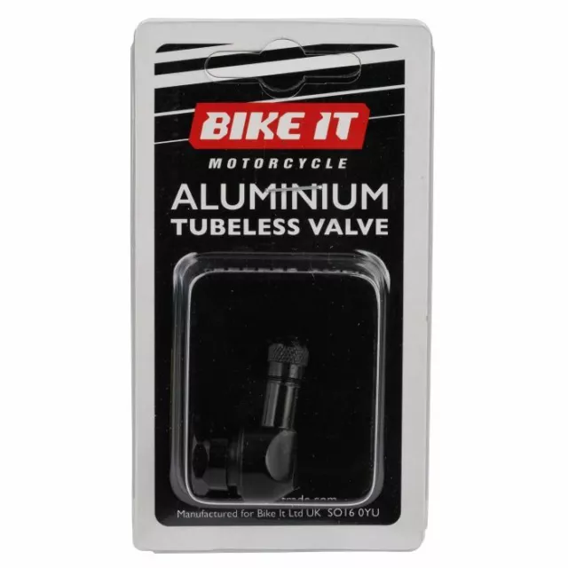 Bike It Aluminio 90° 11.3MM Metal Neumático Válvula de la Motocicleta Negro