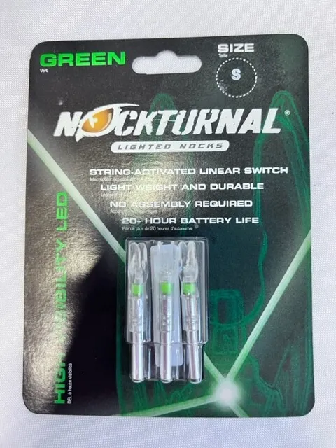 Nockturnal -  Lighted "S" Nock -  Green -  3-pack - NT-205