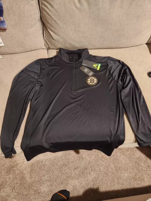 Men's Boston Bruins Antigua Black Tribute Quarter-Zip Pullover Top XL *NEW* 2