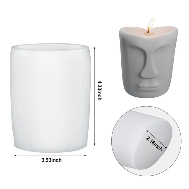 Human Face Candle Mold 3D Silicone Portrait Sculpture Mould DIY Scented Candl ql