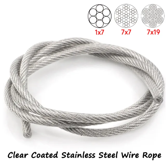 Clear Coated Stainless Steel Wire Rope Cable 0.6mm 0.8mm 1mm 2mm 3mm 4mm to 12mm