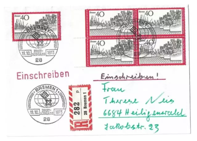 Bund Michel Nr. 789 als MEF (5 Stück) auf FDC mit SST von Bremen