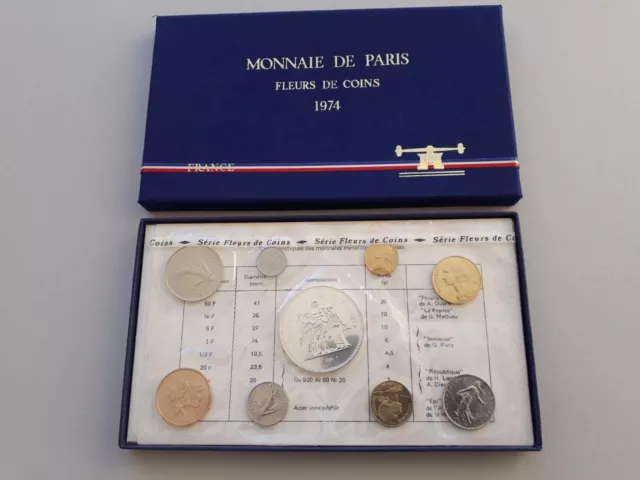 Coffret FDC 1974 avec 50 Fr Hercule Argent état neuf